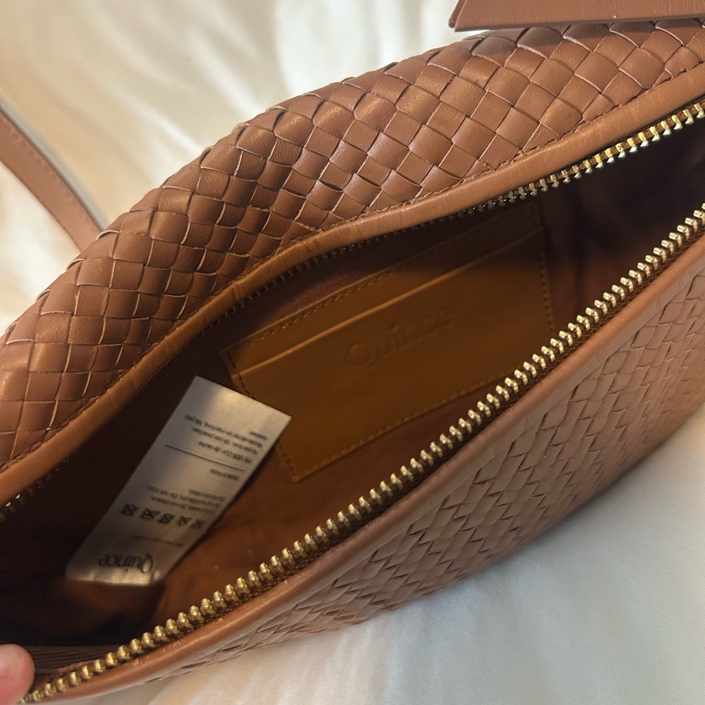 Quince Brown Woven Leather Crossbody Bag - Picture 2 of 2